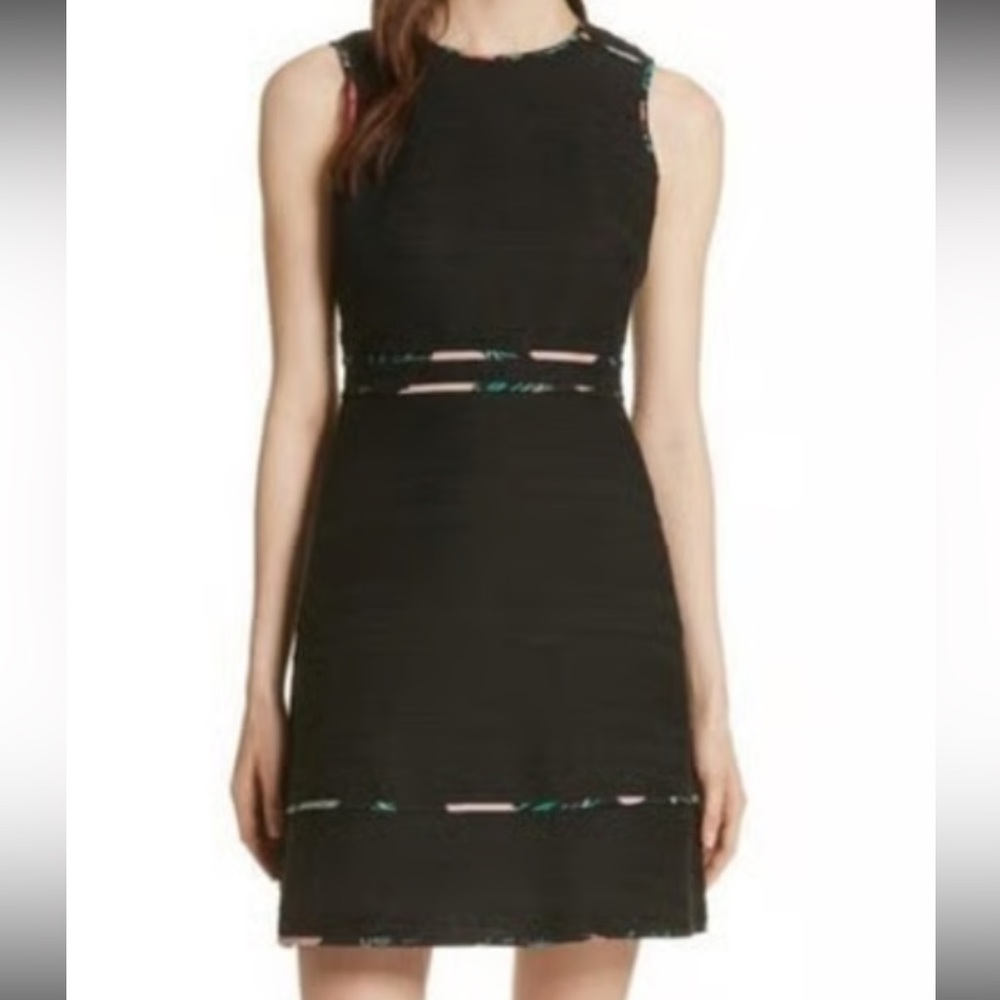 NWT Kate spade fitted blossom tweed black dress black size 8
